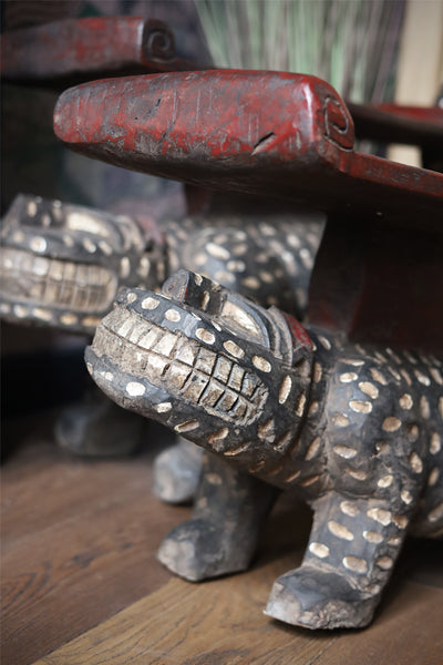 Wooden Leopard Large Bench