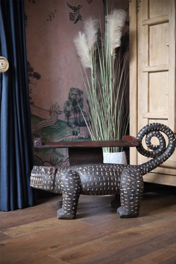 Wooden Leopard Large Bench