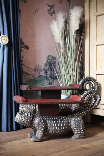Wooden Leopard Large Bench