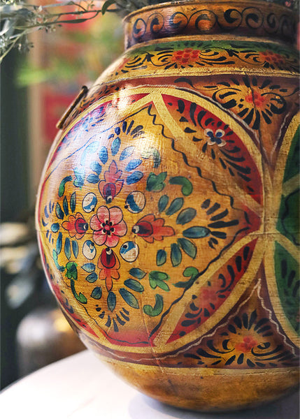 Hand-Painted Yellow Iron Pot