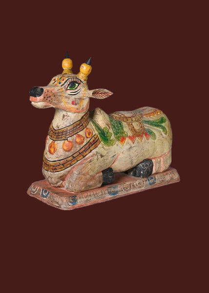 Nandi Cow Wooden Statue