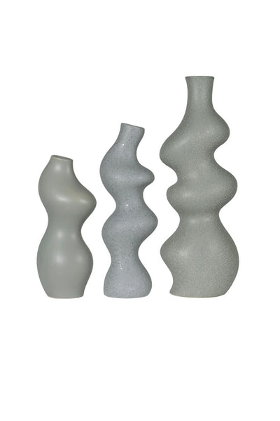 Set of Three Wiggle Vases - Sage