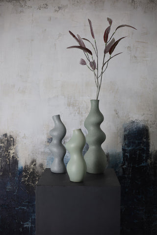 Set of Three Wiggle Vases - Sage
