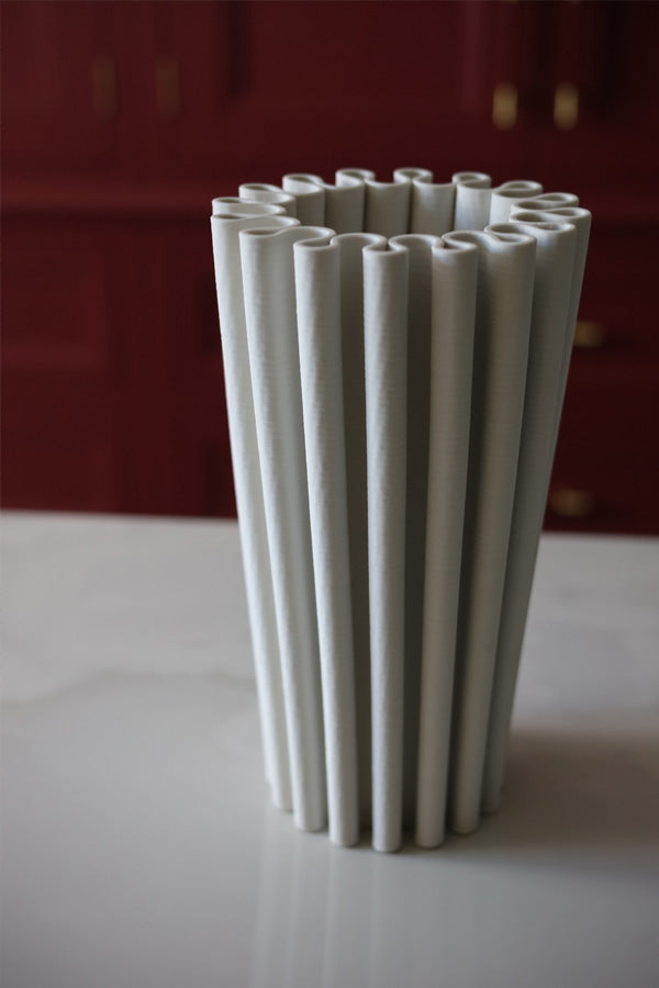 Ribbed White Vase