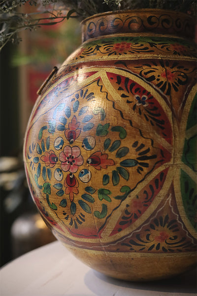 Hand-Painted Yellow Iron Pot