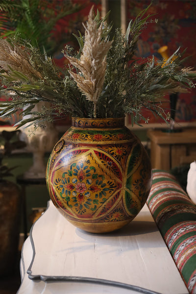 Hand-Painted Yellow Iron Pot