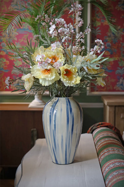 Blue Brushstroke Glass Vase