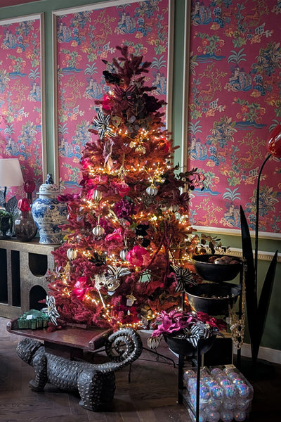 Burgundy Flocked Fir Tree