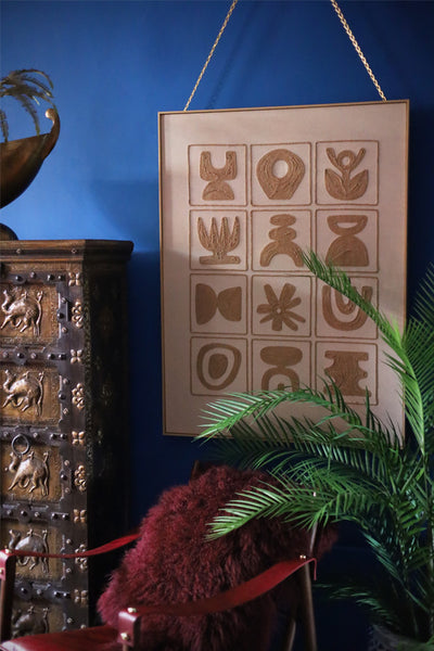 Framed Embroidered Linen Art