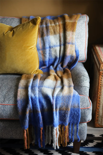 Cobalt Plaid Throw