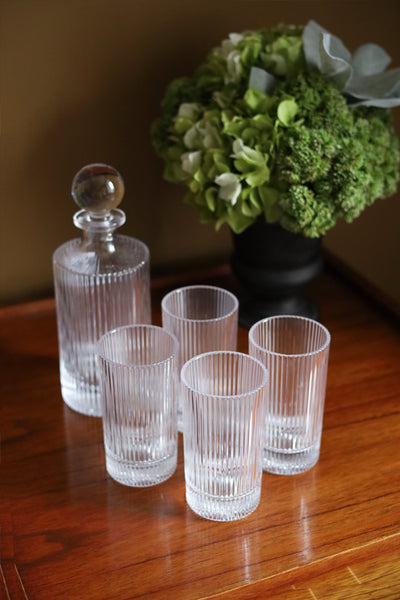 Ribbed Glass Decanter Set
