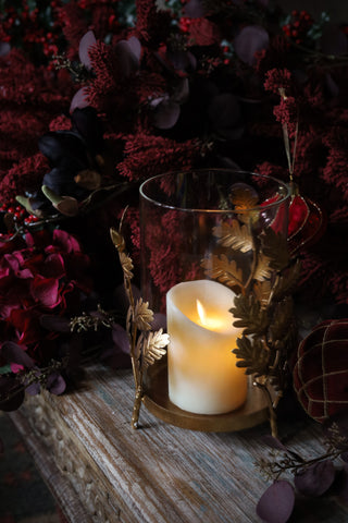 Gold Leaf Candleholder Hurricane