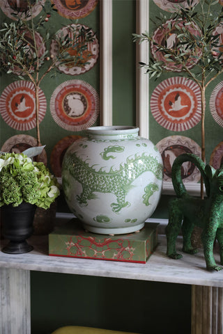 Hand-painted Green Dragon Jar