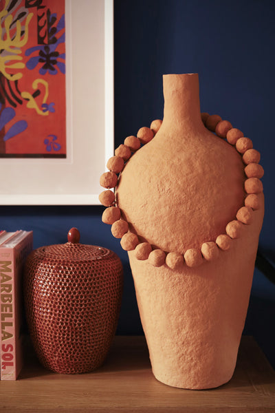 Orange Bottle Vase with Necklace