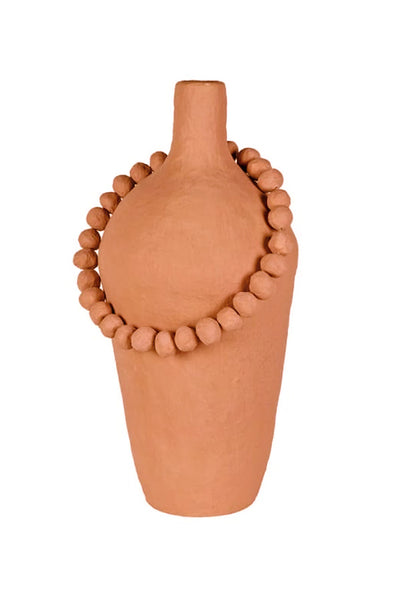 Orange Bottle Vase with Necklace