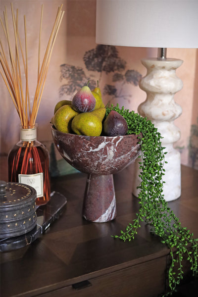 Red Marble Pedestal Bowl