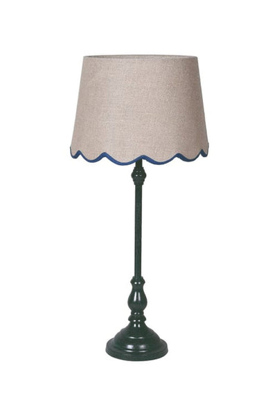 Scalloped Linen Shade Lamp Blue