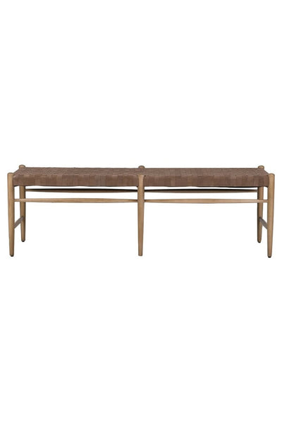 Taupe Woven Leather Bench