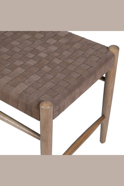 Taupe Woven Leather Bench
