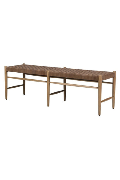 Taupe Woven Leather Bench