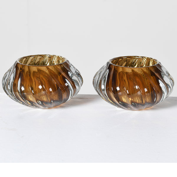 Set of 2 Olive Candle Holders